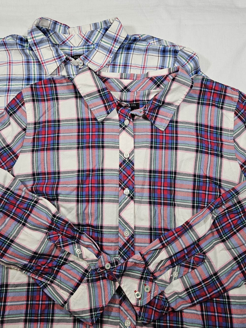 [Lot of 2] Talbots Women's Petite XLP Plaid Button-up Shirts Long Sleeve Preppy